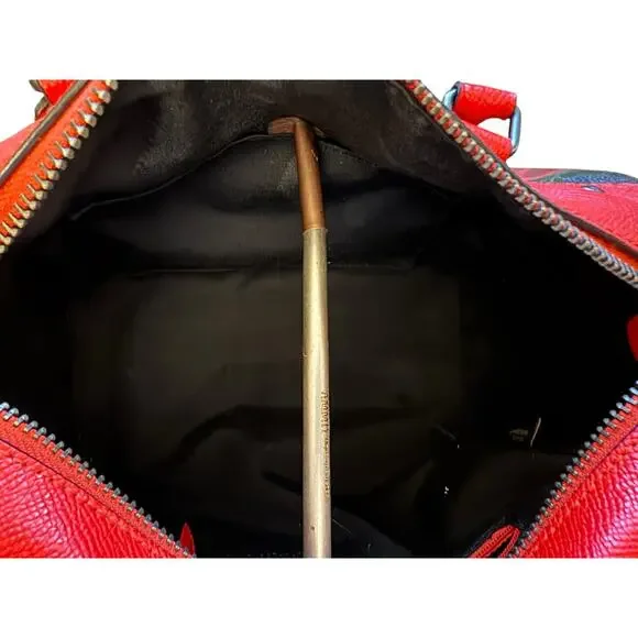 STUNNING Coach Rowan Red Leather Trim black, brown & Rose Print - Picture 6 of 12